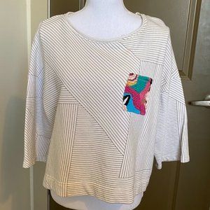 ANTHROPOLOGIE | Women's Embroidered Sweatshirt Tee